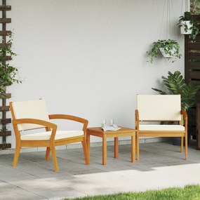 vidaXL Conjunto de Bistro de 3 Peças da com Almofadas - Feito de Madeira de Acácia Sólida