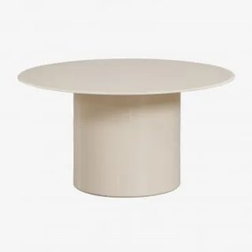 Mesa De Centro Redonda Ø80 Cm Em Vidro Temperado E Mdf Asgri Tapioca Bege - Sklum