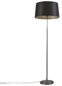 Candeeiro de pé em aço com abajur preto 45 cm ajustável - Parte Design,Moderno