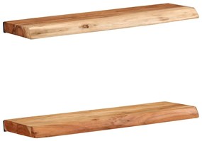 Prateleiras parede 2 pcs 60x20x3,5 cm madeira de acácia maciça