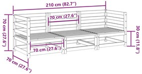 3 pcs conjunto de sofás para jardim madeira de pinho impregnada