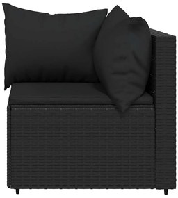3 pcs conjunto lounge de jardim c/ almofadões vime PE preto
