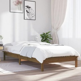 Estrutura de cama solteiro 90x190 cm pinho maciço castanho mel