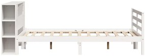 Cama com estante sem colchão 120x190 cm pinho maciço branco