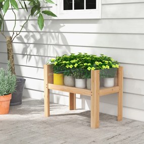 Floreira elevada de madeira 75 x 46 x 61 cm com pés 50 L, orifícios de drenagem e painéis acrílicos para frutas e legumes Natural