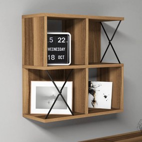 Prateleira de Parede Extra – Nogueira/Preto – 60x60x24 cm