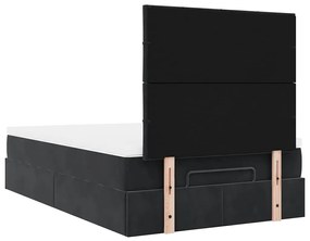 Estrutura de cama otomana com colchões 120x200 cm veludo preto