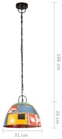 Candeeiro suspenso vintage indust. redondo 25W 31cm E27 multicor