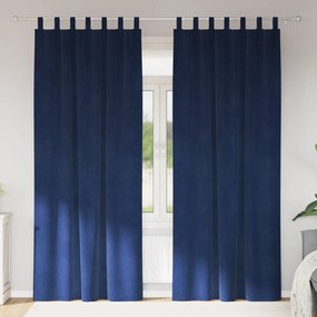 Cortinas Blackout vidaXL com Laços de Suspensão 2 pcs Veludo Azul Escuro