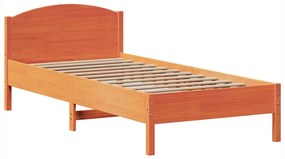 Cama c/ estante sem colchão 100x200cm pinho maciço castanho-mel