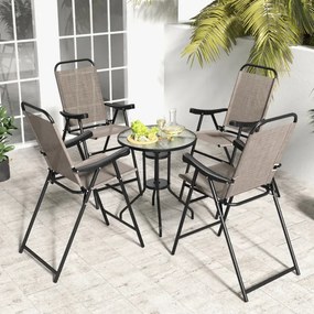 Conjunto de 2 bancos bar altos dobráveis com apoio para os pés Estrutura metálica para varanda Jardim Piscina Terraço 56 x 76 x 112 cm Carga 150 kg Ca