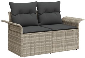Conjunto de Sofá de Jardim de 8 Peças com Almofadas Cinza Polyrattan,