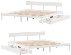 Cama sem colchão 180x200 cm madeira de pinho maciça branco