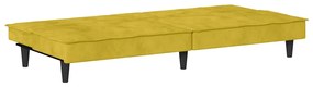 Sofá-cama com suporte para copos veludo amarelo