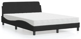 vidaXL Cama com colchão Dover 140x190 cm veludo preto