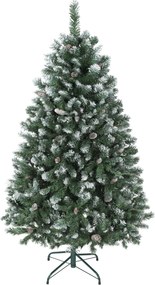 HOMCOM Árvore de Natal Artificial 150 cm Árvore de Natal com 581 Ramos com Efeito Neve 44 Pinhas Verde | Aosom Portugal