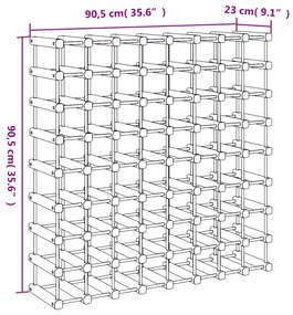 Garrafeira para 72 garrafas 90,5x23x90,5 cm pinho maciço