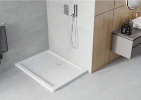 Mexen Flat base de duche retangular slim 90 x 70 cm, branca, sifão cromado - 40107090