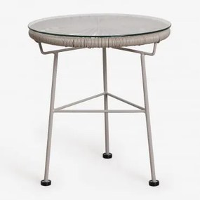Mesa Auxiliar Redonda Ø45 Cm Em Aço E Rattan Sintético Acapulco Moka Brown - Sklum