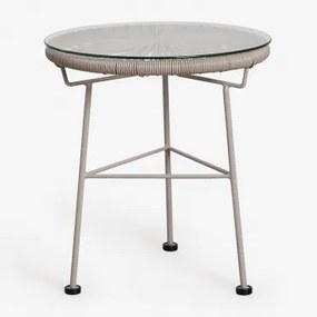 Mesa Lateral Redonda Ø45 Cm Em Aço E Vime Sintético Acapulco Moka Brown - Sklum