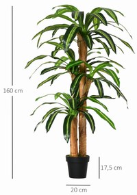 Planta Artificial Decorativa Dracaena com Pote Árvore Sintética 66 Folhas Ø20x160 cm Verde