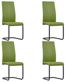 vidaXL Cadeiras de jantar cantilever 4 pcs couro artificial verde