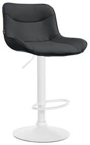 Banco alto em couro sintético com estrutura branca 85-106 x 49 x 51 cm preto