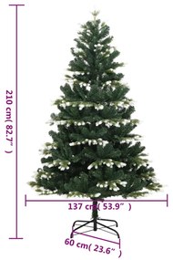 Árvore de Natal artificial articulada c/ flocos de neve 210 cm