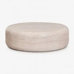 Mesa De Centro Para Jardim Redonda Ø100 Cm Em Cimento Fonelas Look Travertino - Sklum