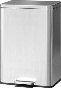 Caixote do lixo de cozinha de 20 L em aço inoxidável 34,2 x 30,6 x 44,2 cm, caixote do lixo com pedal, tampa com fecho suave, prateado