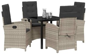 Conjunto de Jantar de Jardim de 5 Peças com Almofadas Cinza Claro Ratt