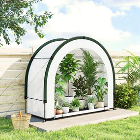 Estufa de jardim dobrável e portátil 200 x 80 x 164 cm, pequena estufa de varanda em lona de PE com porta com fecho de correr, verde