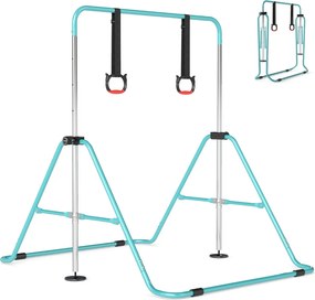 Barra de Ginástica para Crianças, 111,5 x 144,5 x 132 cm, Ajustável em 4 Níveis de Altura, Azul