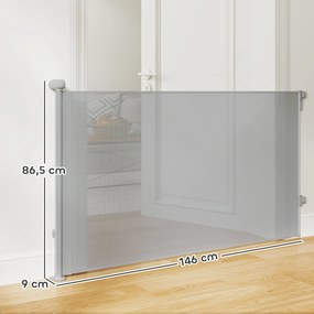 PawHut Barreira para Cães Retráctil 0-140 cm Porta para Cães Pequenos