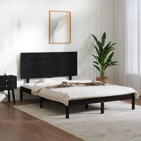 vidaXL Estrutura de cama 140x190 cm madeira de pinho maciça preto