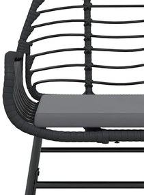 Conjunto de jantar jardim 5 peças almofadas vidro vime PE preto