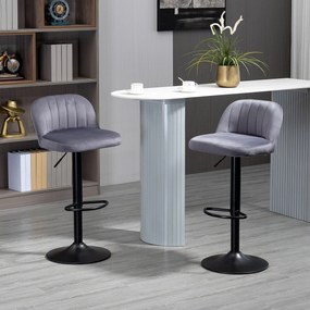 Conjunto de 2 Bancos de Bar, 43 x 45 x 101 cm (MESA NÃO INCLUIDA), Altura Regulável, Cinzento