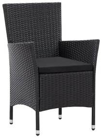 Conjunto de jantar para exterior 9 pcs vime PE preto