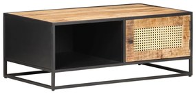 Mesa de centro 90x50x35 cm mangueira áspera e palhinha natural