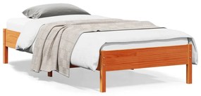 Estrutura de cama 100x200 cm madeira pinho maciça castanho cera