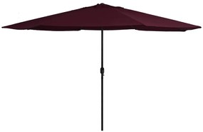 Guarda-sol de jardim com poste de metal 390 cm bordô