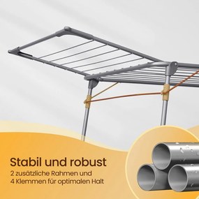 Estendal para roupa dobrável 56,5 x 173 x 96,5 cm cinzento