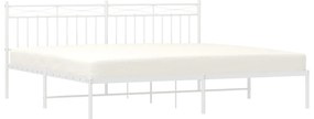 Estrutura de cama com cabeceira 200x200 cm metal branco