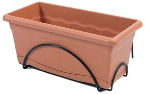 Floreira com Prato Plastiken Terracota Polipropileno (60 X 24 cm)