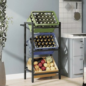 Estante para caixas de bebidas 36 x 55 x 116,1 cm com 3 níveis para 3 caixas Preto