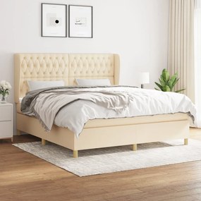 vidaXL Cama com molas/colchão 180x200 cm tecido cor creme