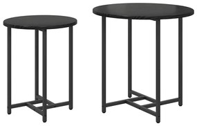 Conjunto de Mesas de Apoio 2 pcs em Madeira de Carvalho Preto e Metal