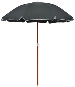 Guarda-sol de jardim com poste de aço 180 cm antracite