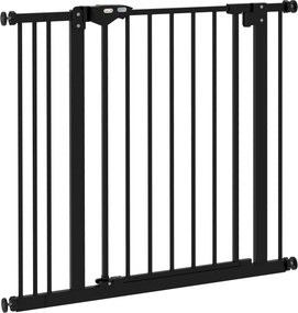 PawHut Portão de proteção para cães, Grade de separação, Grade de proteção para animais, Metal, Plástico, 74-87 cm, Preto | Aosom Portugal