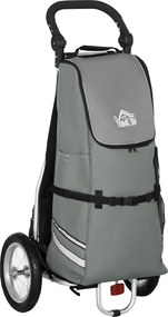 HOMCOM 3 em 1 Trolley de Compras Carrinho de Compras Reboque para Bicicleta Carrinho de Mão, 53 x 43 x 110cm , Cinza+Prata | Aosom Portugal